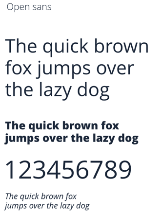 Eksempel på typografi Open sans